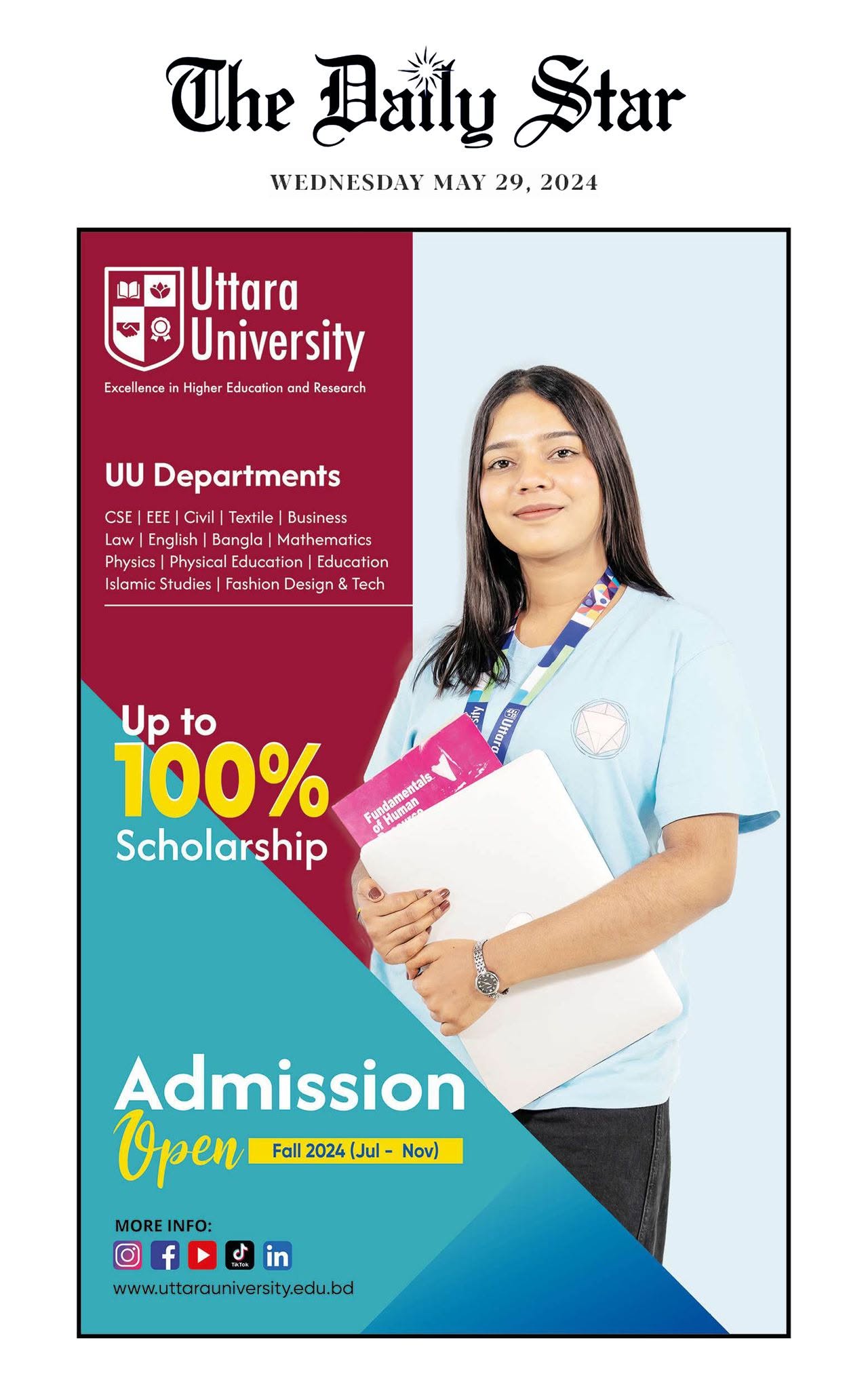 Uttara University admissions campaign in market